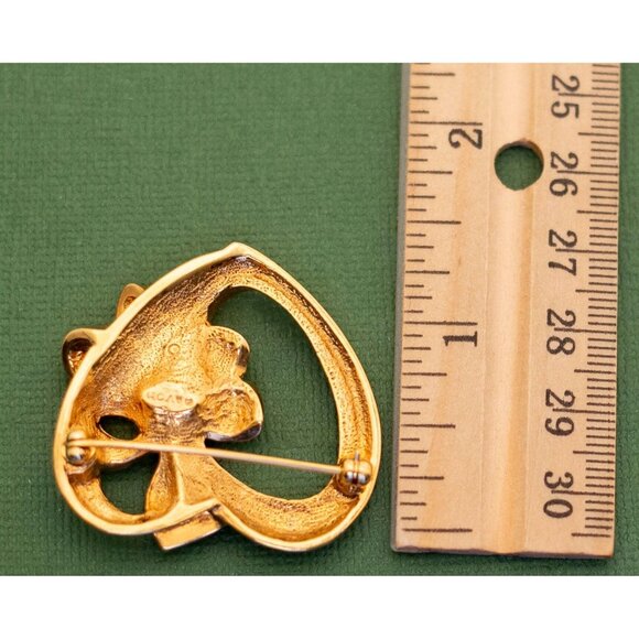 Vintage Victorian Gold Tone Gemstone Heart Brooch by Avon K1 - Picture 2 of 2